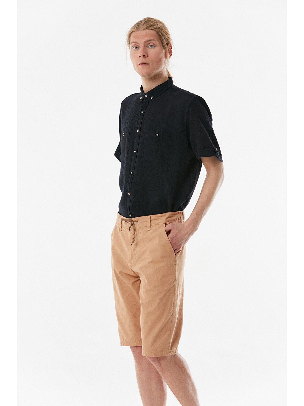 Sarı Gabardin Şort-2