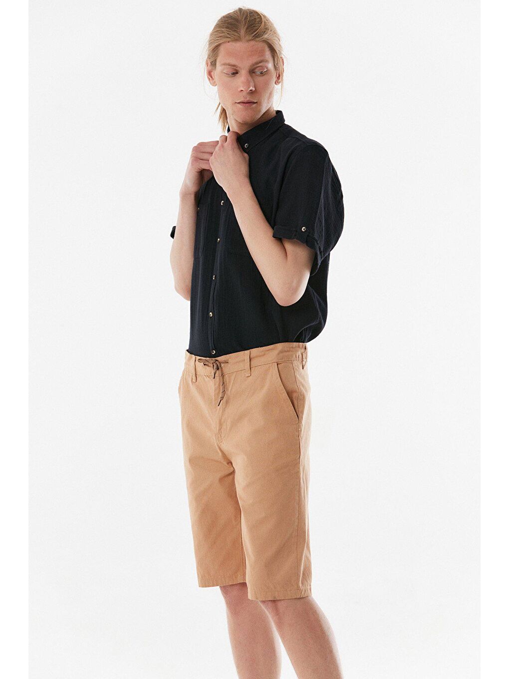 Sarı Gabardin Şort-3