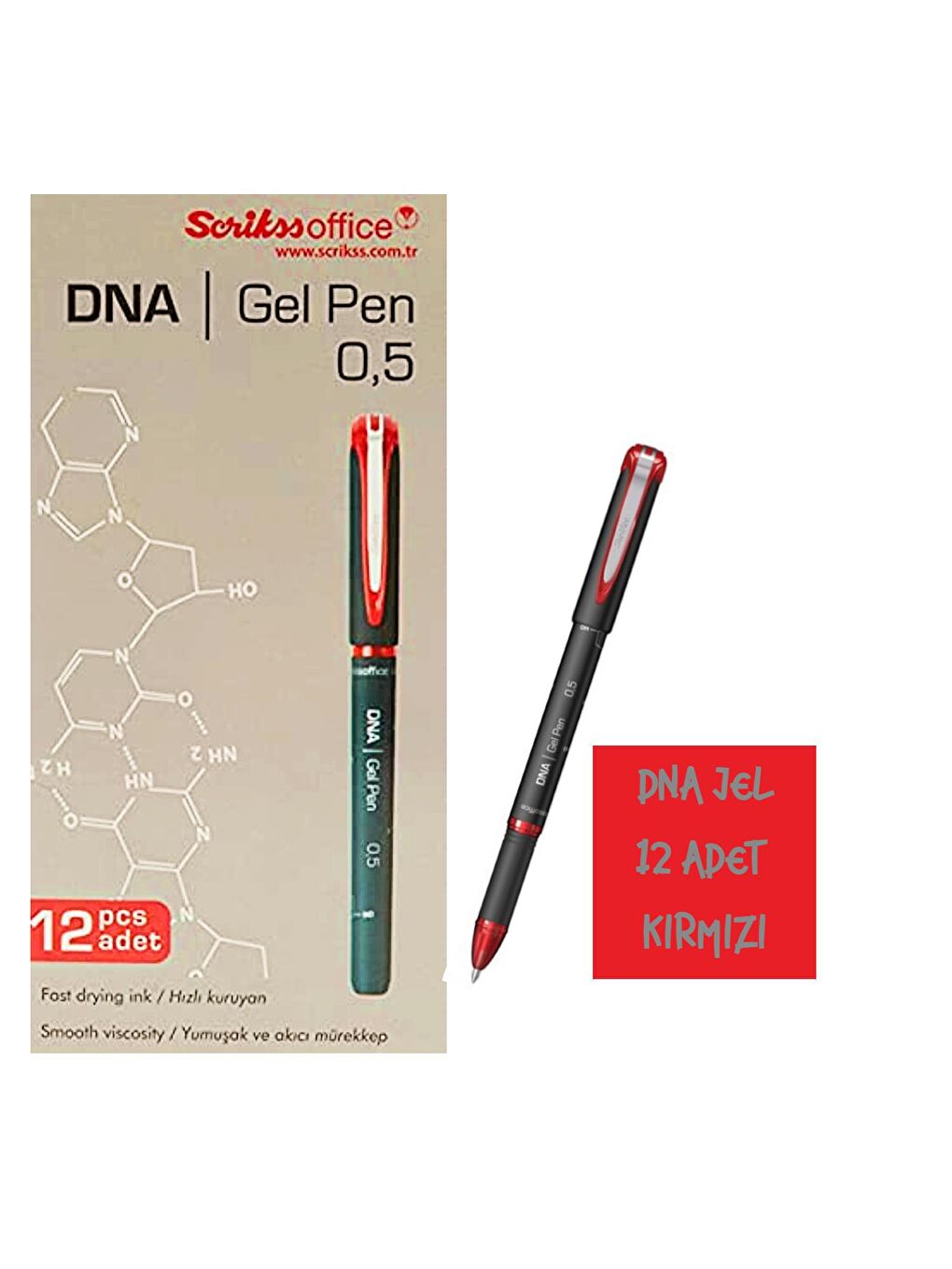 Scrikss DNA Jel Kalem 0.5 KIRMIZI 12 Li Kutu