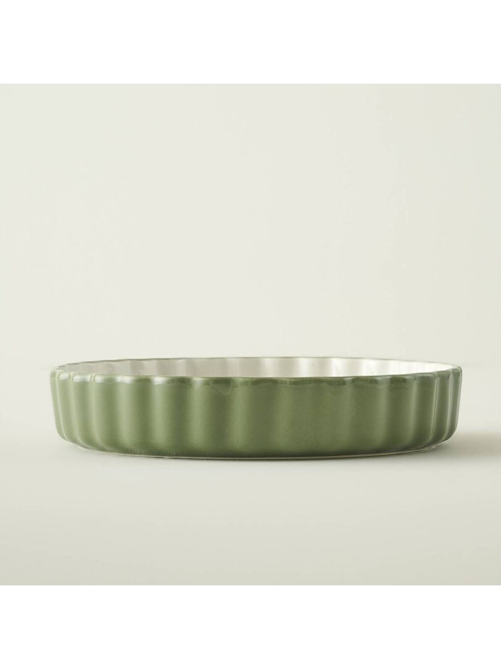 Haki Floral Stoneware Fırın Kabı Beyaz (26x5 cm)-2