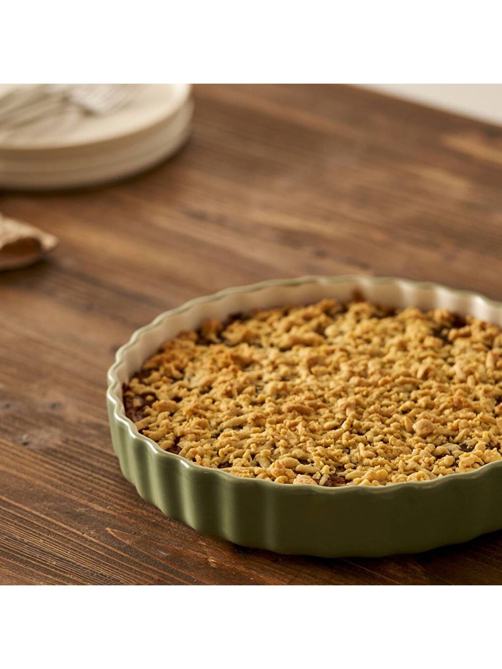 Haki Floral Stoneware Fırın Kabı Beyaz (26x5 cm)-4