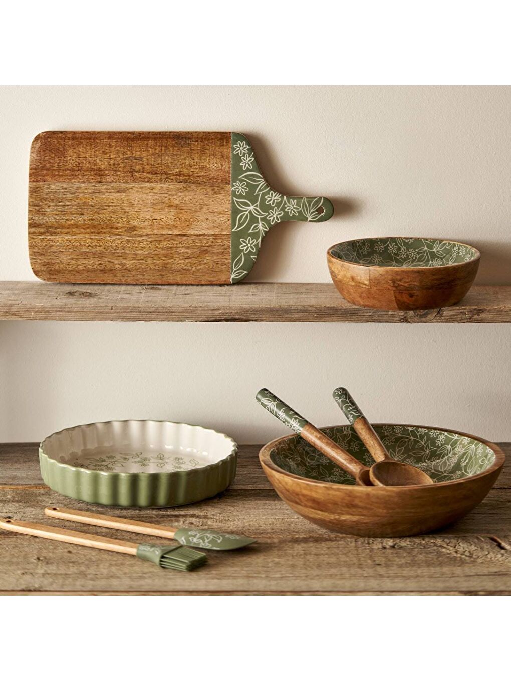 Haki Floral Stoneware Fırın Kabı Beyaz (26x5 cm)-5