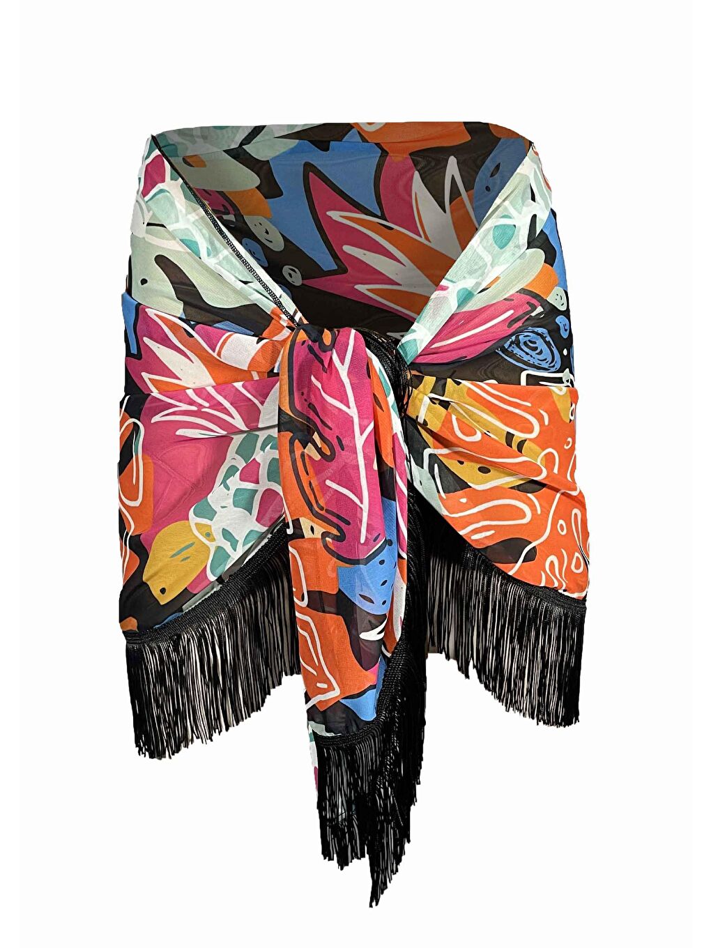 Yeşil Amore Püsküllü Ananas Desen Pareo-1