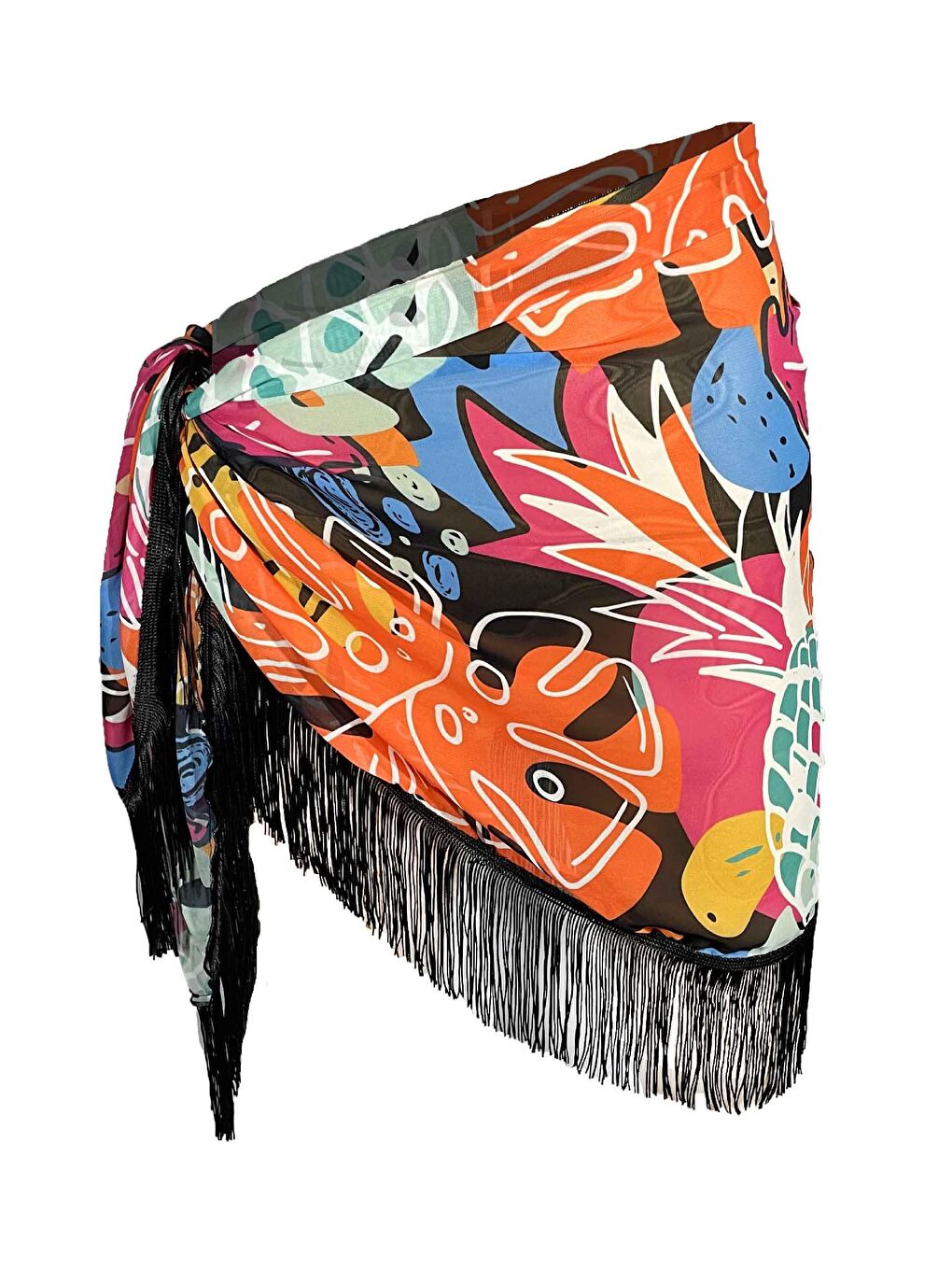 Yeşil Amore Püsküllü Ananas Desen Pareo-2