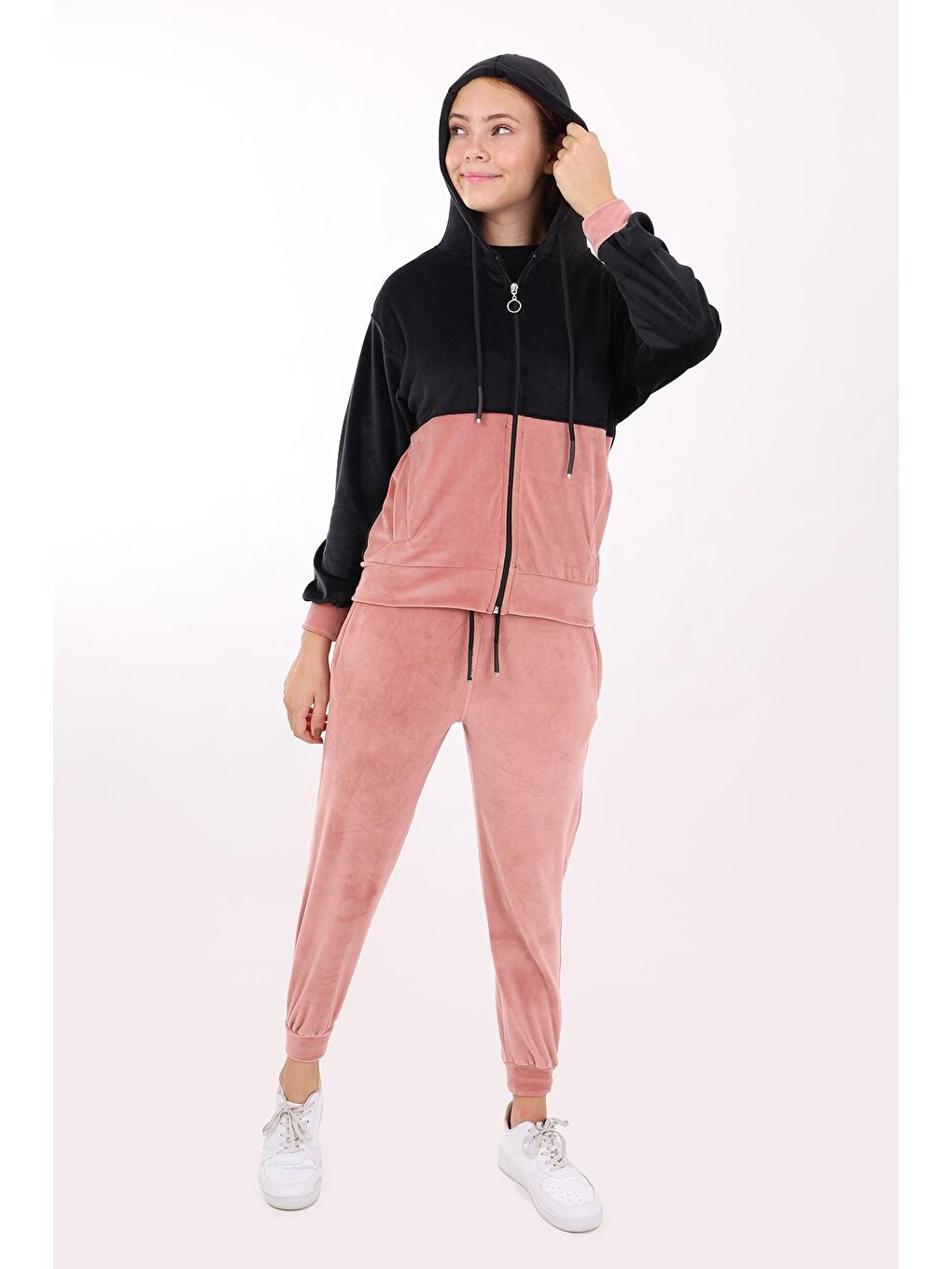 Pembe Kız Çocuk Fransız İpek Kadife Takım 9-14 Yaş Lx175