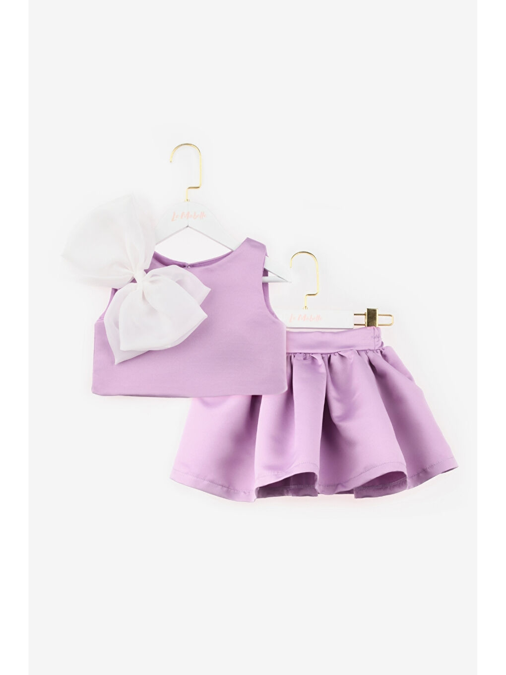 Fuşya Organze Fiyonklu Kız Çocuk İkili Takım - Gale-4