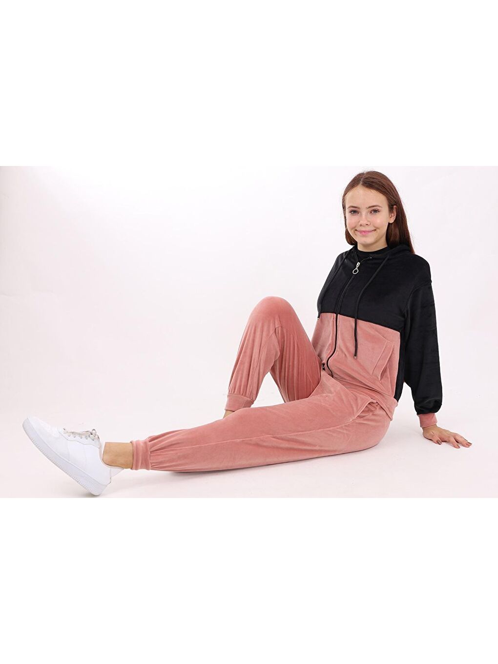 Pembe Kız Çocuk Fransız İpek Kadife Takım 9-14 Yaş Lx175-1