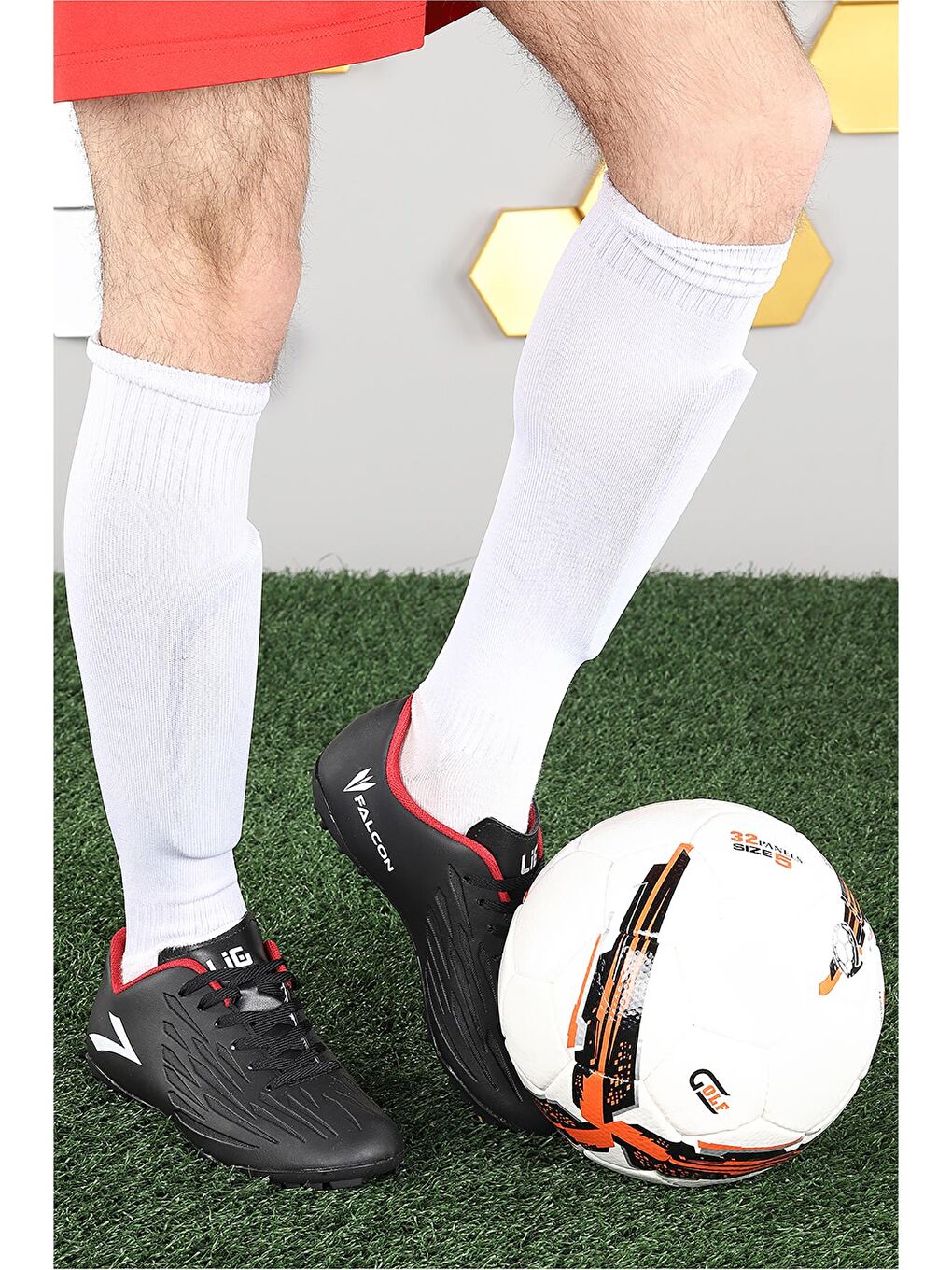 Siyah Falcon Erkek Halı Saha Futbol Ayakkabısı-2