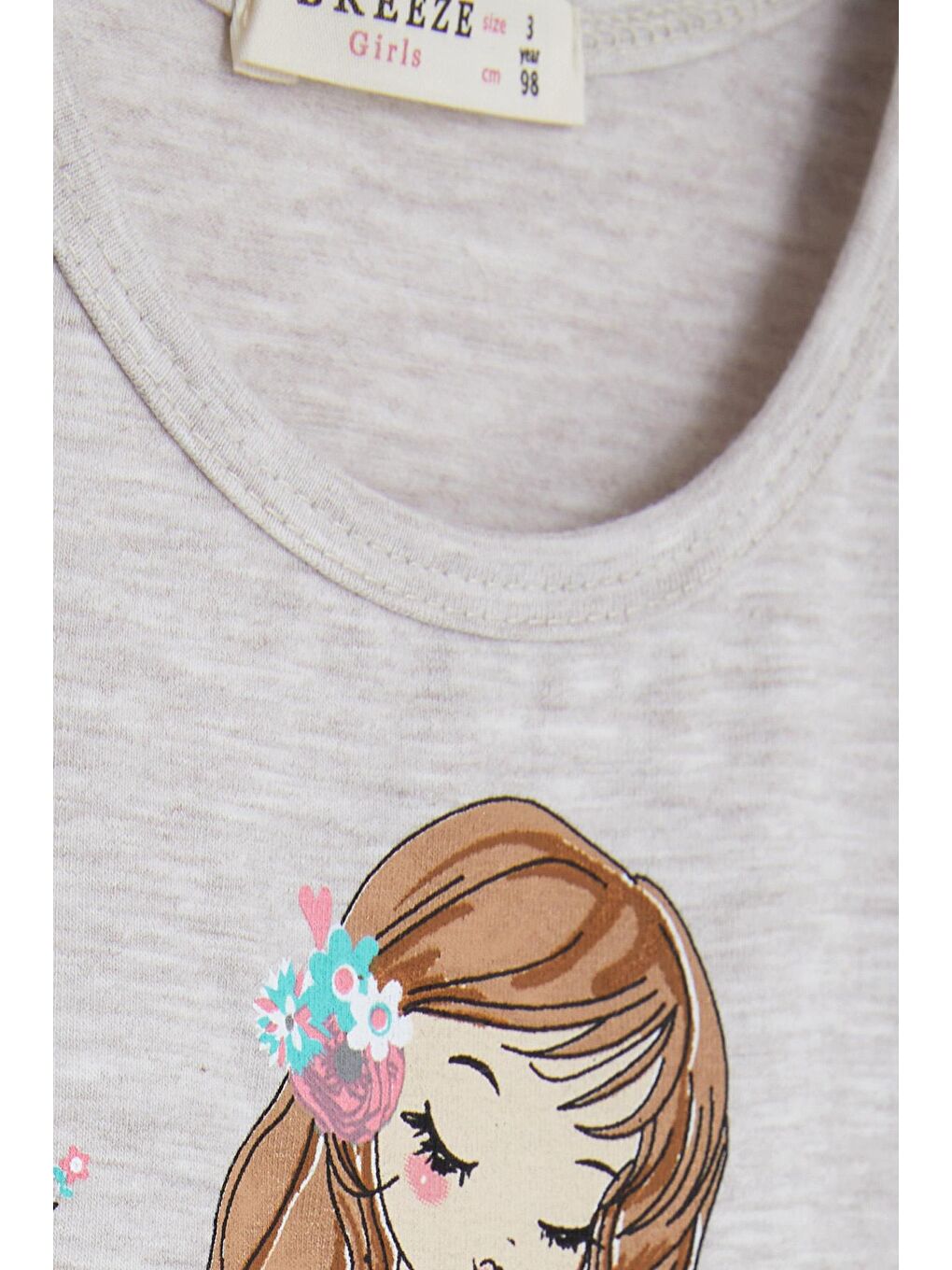 Kız Çocuk Elbise Kız Baskılı Doğa Temalı Bej Melanj (3 Yaş)-4