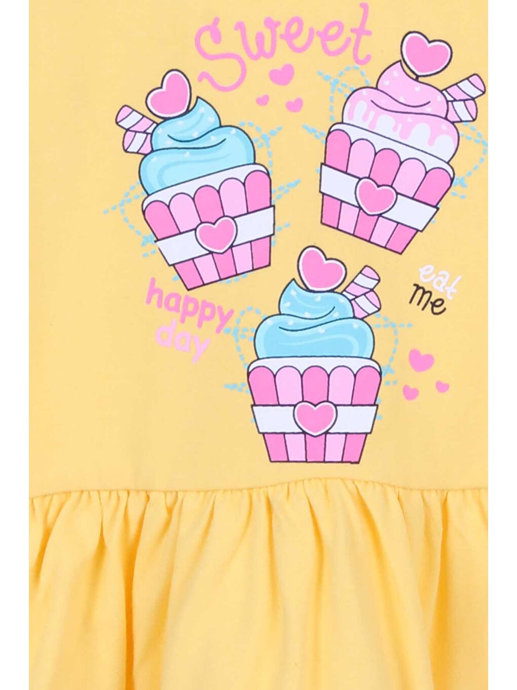 Kız Çocuk Elbise Şeker Baskılı Sarı (3-8 Yaş)-2