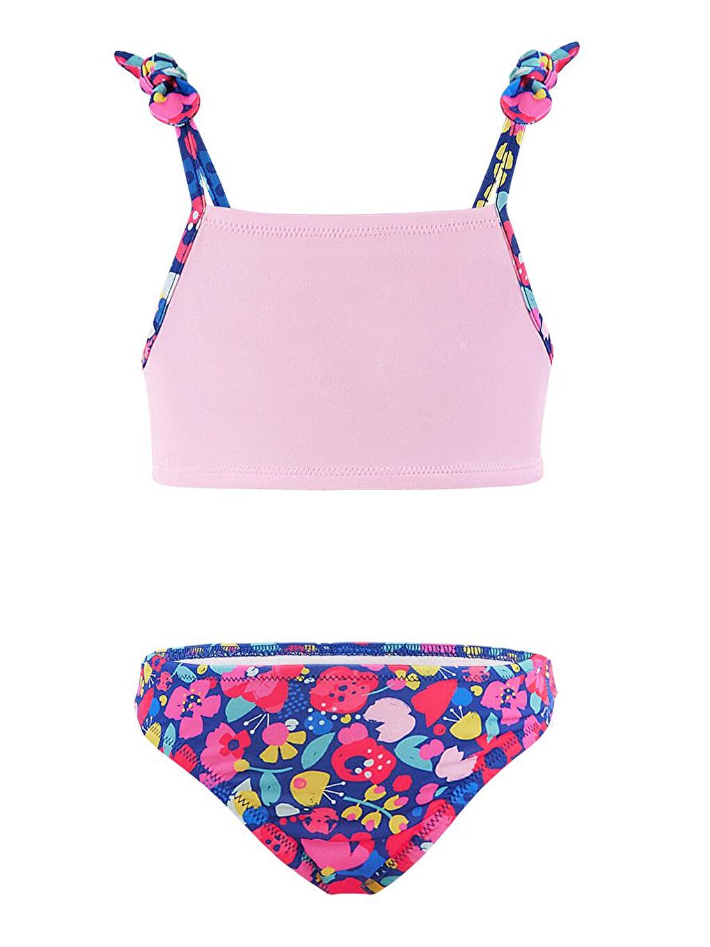 Denokids Karışık Çiçekli Kedi Kız Çocuk Bikini - 1