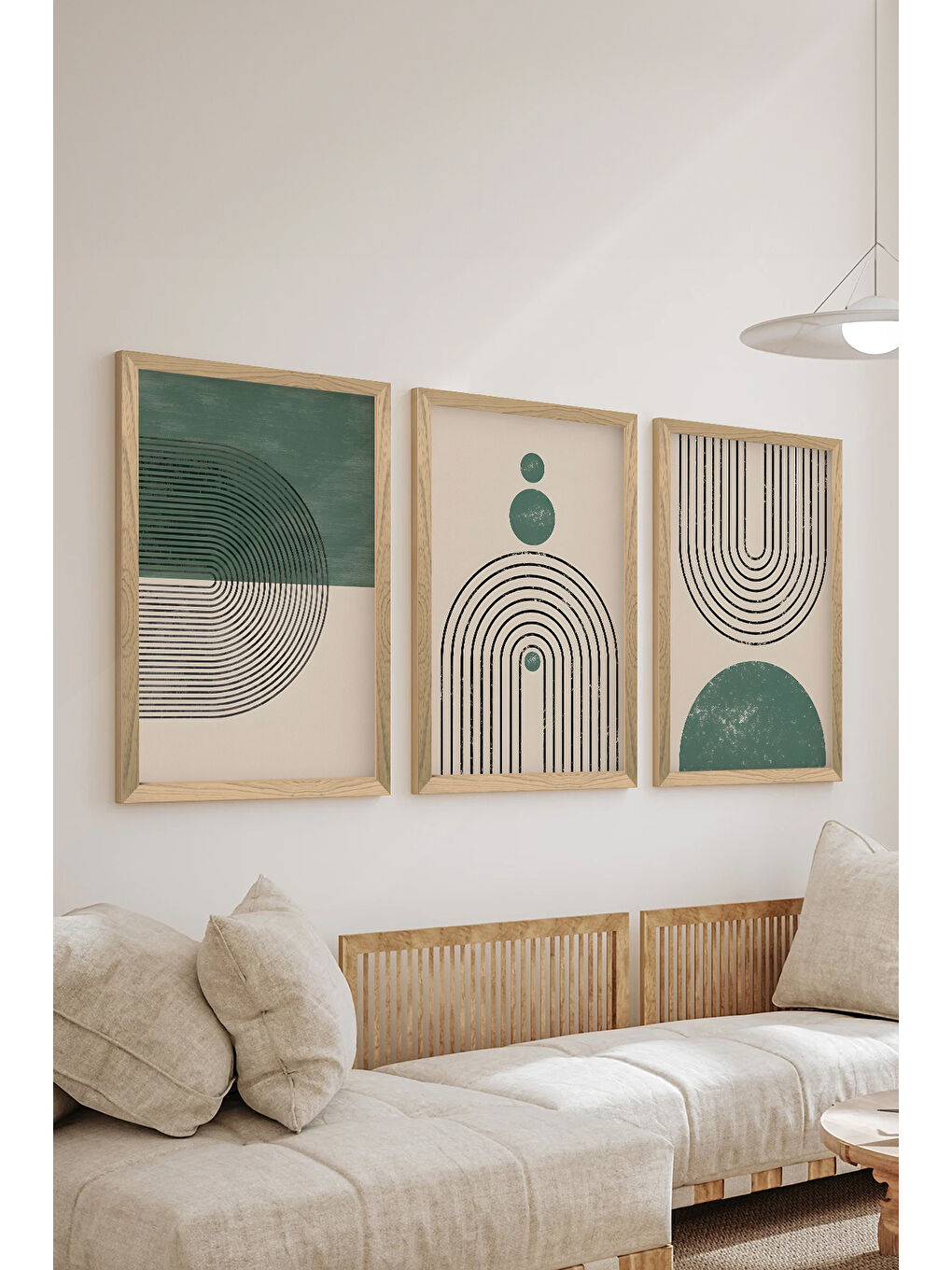 Beyaz 3 Parça Ahşap Çerçeve Görünümlü MDF Poster Tablo Seti - Set 19 - MDF3DSOHOSET19-3348