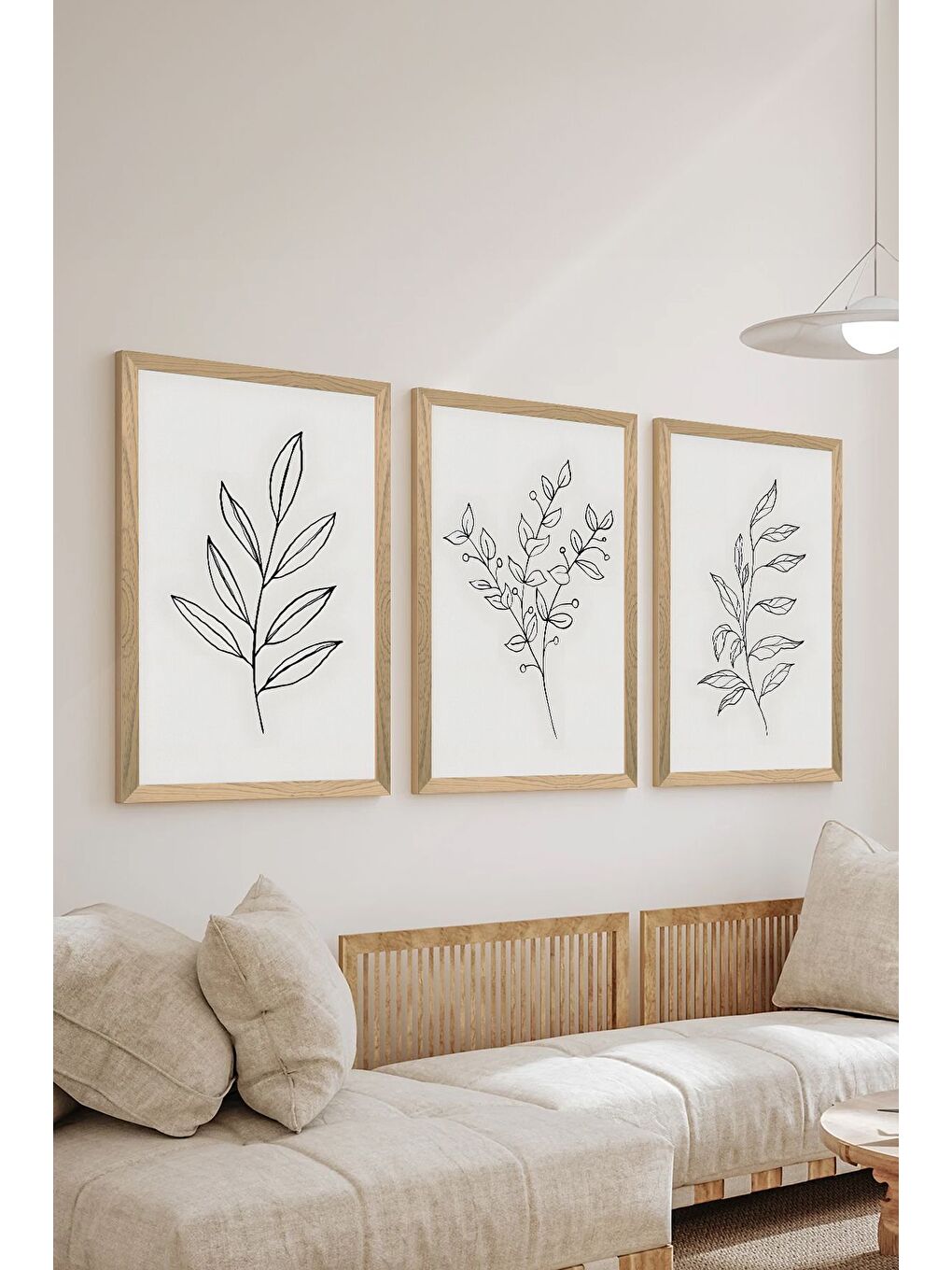 Beyaz 3 Parça Ahşap Çerçeve Görünümlü MDF Poster Tablo Seti - Set 39 - MDF3DSOHOSET39-2030