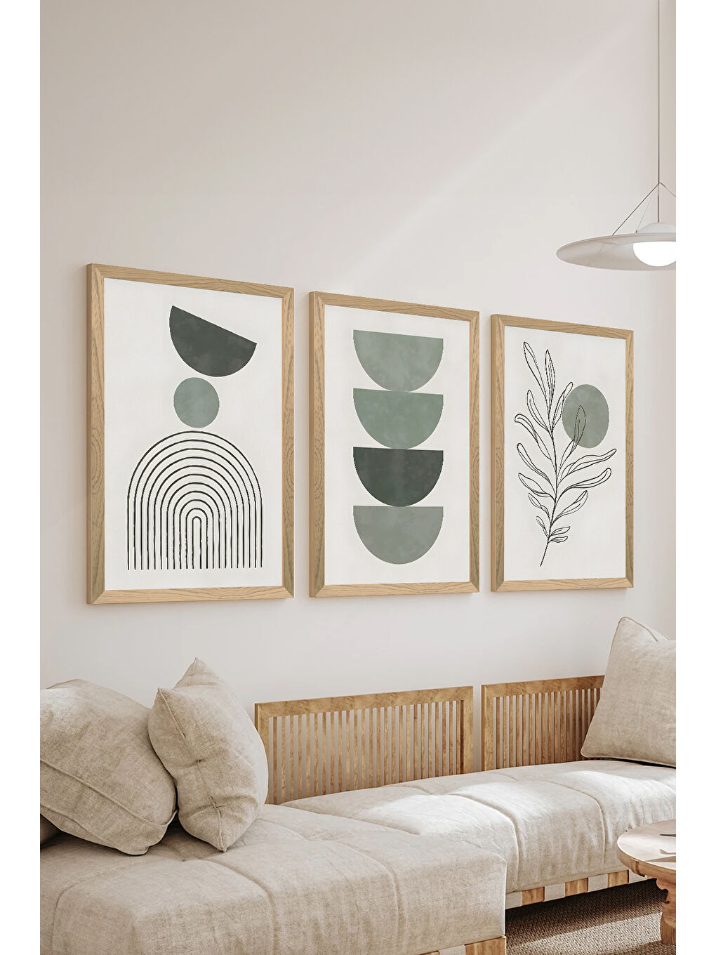 Beyaz 3 Parça Ahşap Çerçeve Görünümlü MDF Poster Tablo Seti - Set 55 - MDF3DSOHOSET55-2030