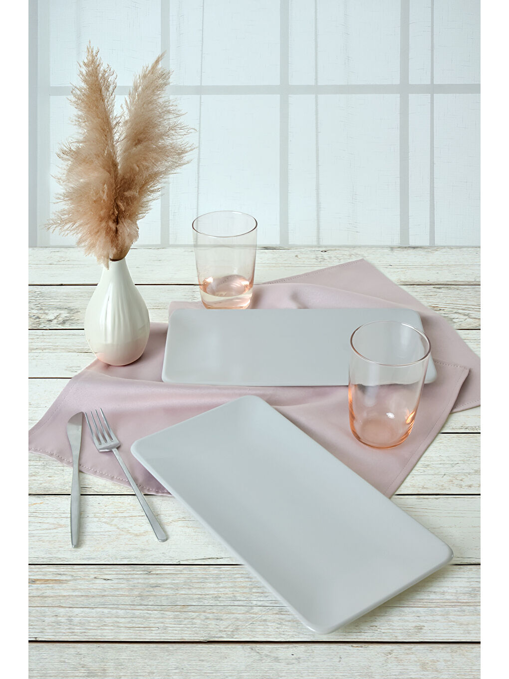 Mat Gri Siera Kayık Tabak 33x17 Cm 2 Adet