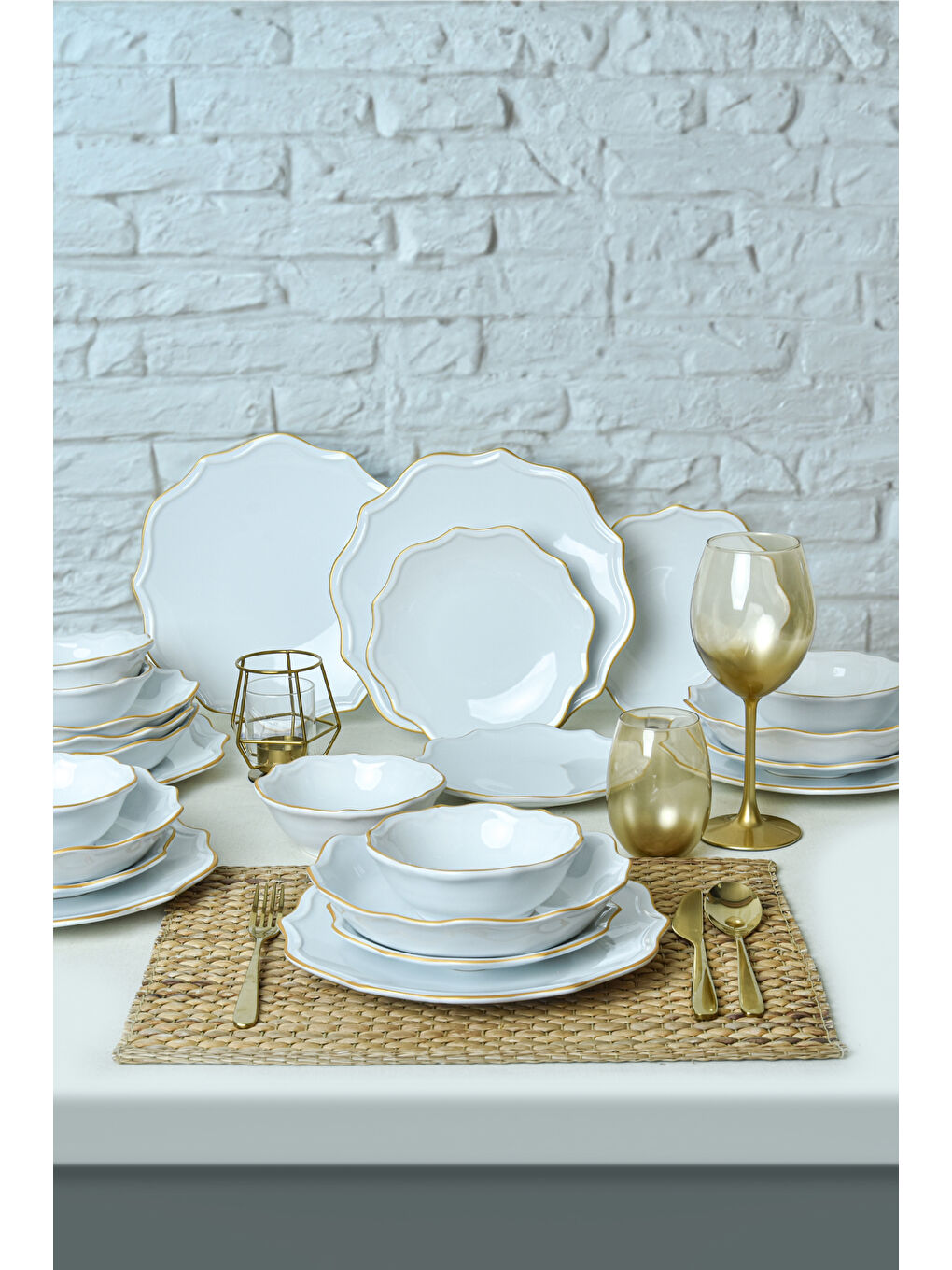 Beyaz Gold File Romeo Yemek Takımı 24 Parça 6 Kişilik-2