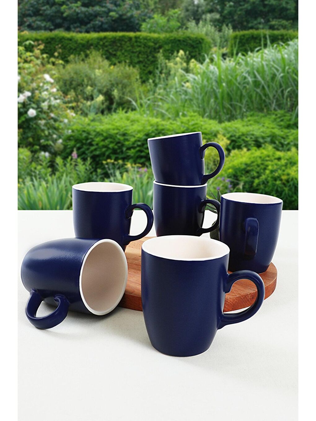 Karışık Mat Kobalt  / Beyaz Bulut Kupa 9 Cm 6 Adet