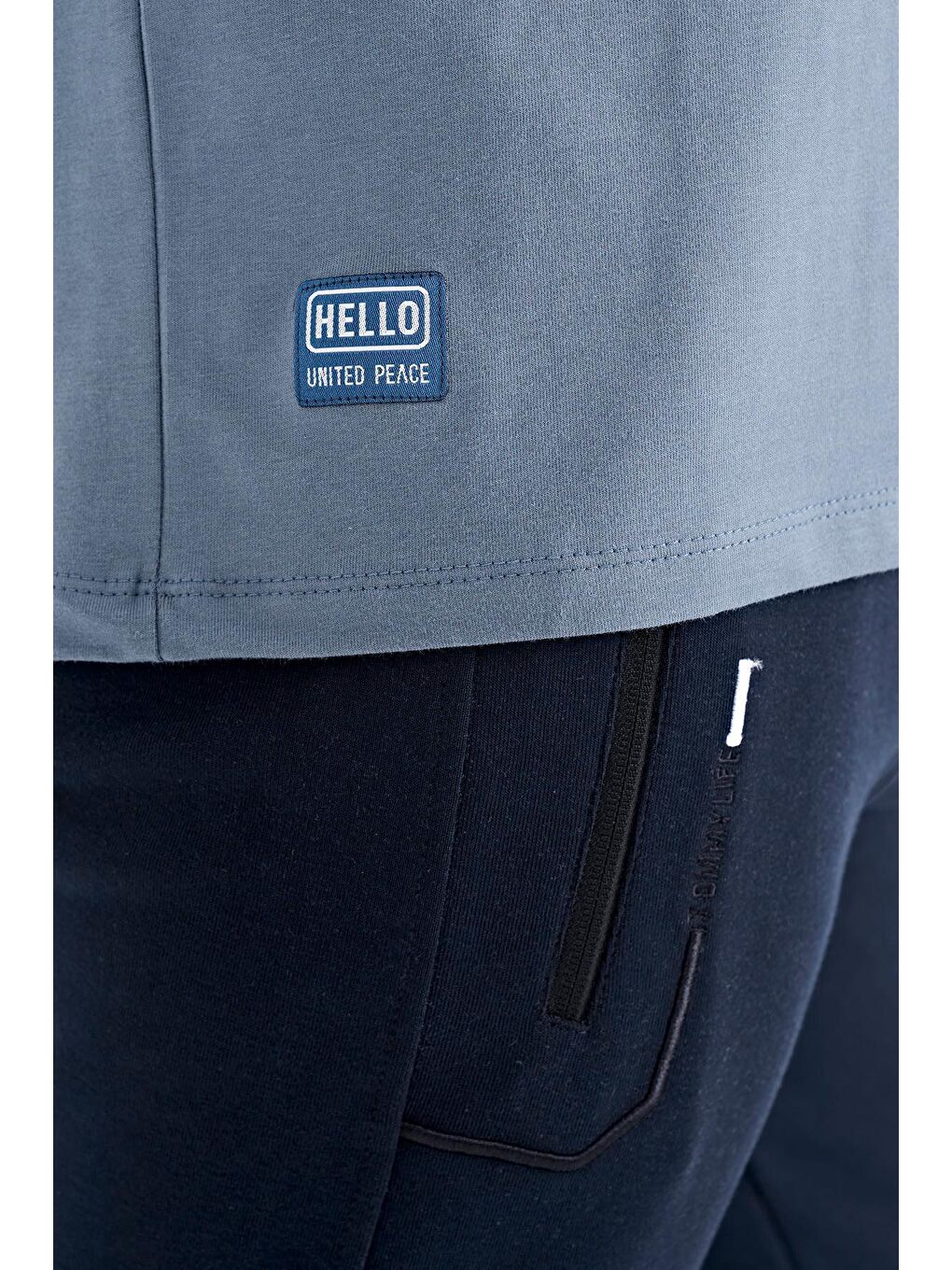 Petrol Kol Şerit Detaylı O Yaka Standart Kalıp Erkek Tişört - 88234-2