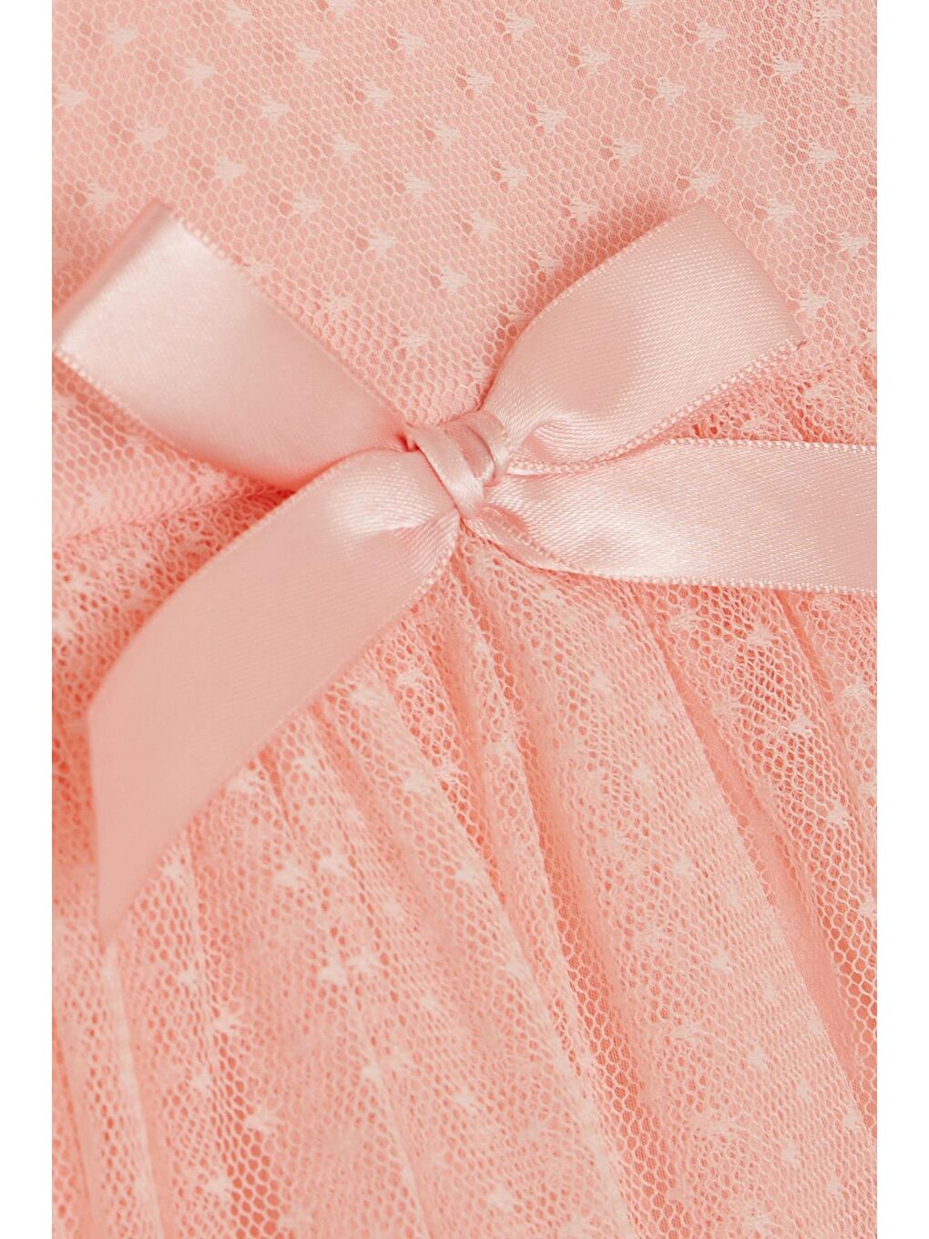 Pembe Kız Çocuk Elbise Fiyonklu Tüllü Somon (3-8 Yaş)-3