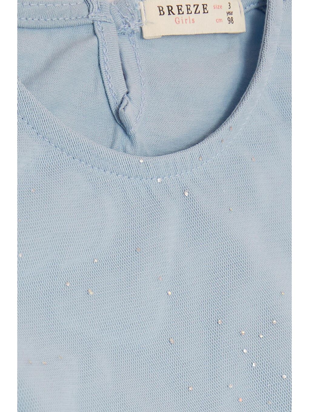 Kız Çocuk Elbise Simli Tüllü Fırfırlı Mavi (3-6 Yaş)-2