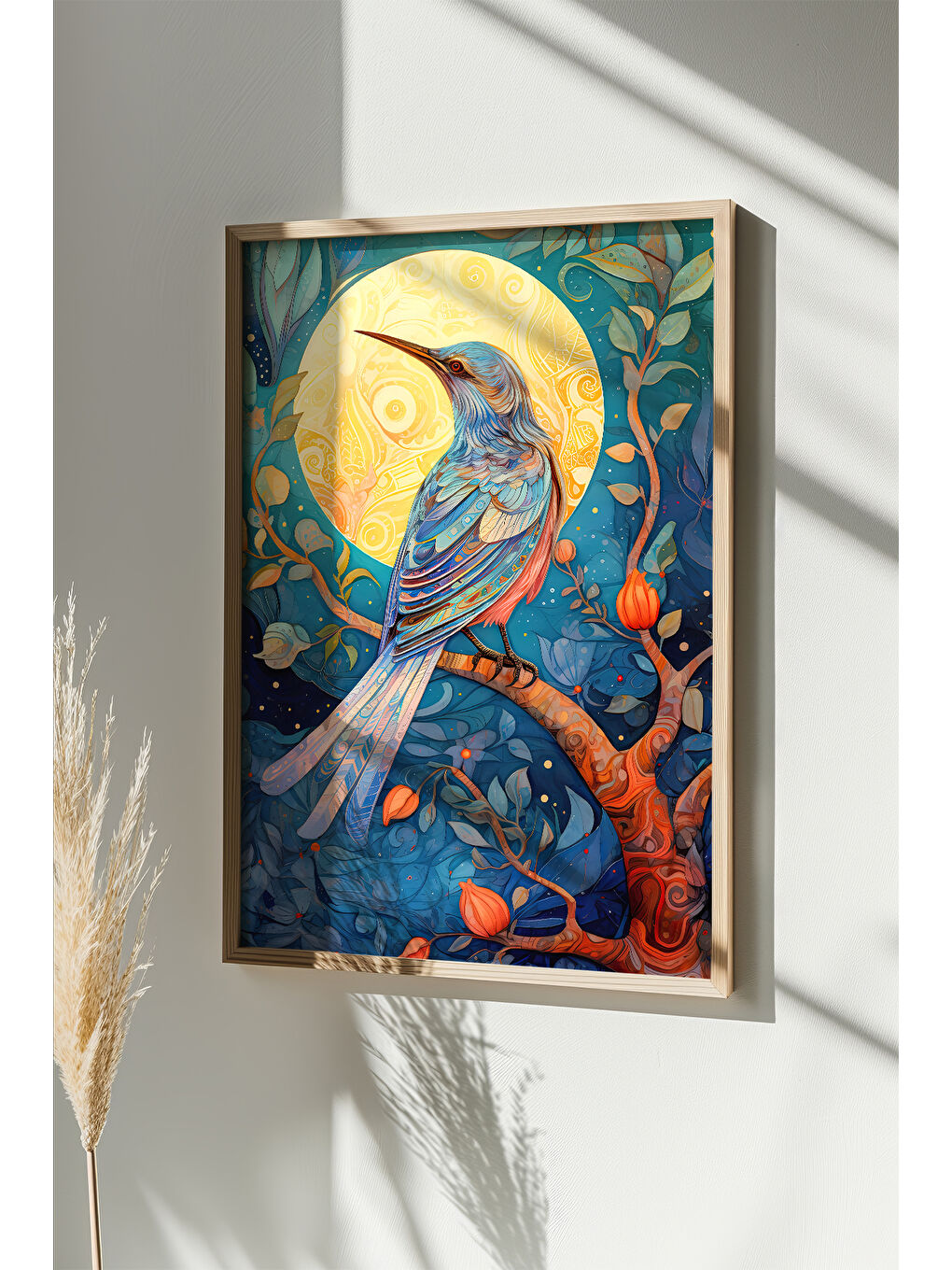 Beyaz Tek Parça Gerçek Ham Ahşap Çerçeveli Mosaic Temalı Tablo - Model 11 - MSCARTMDL11-5070-1