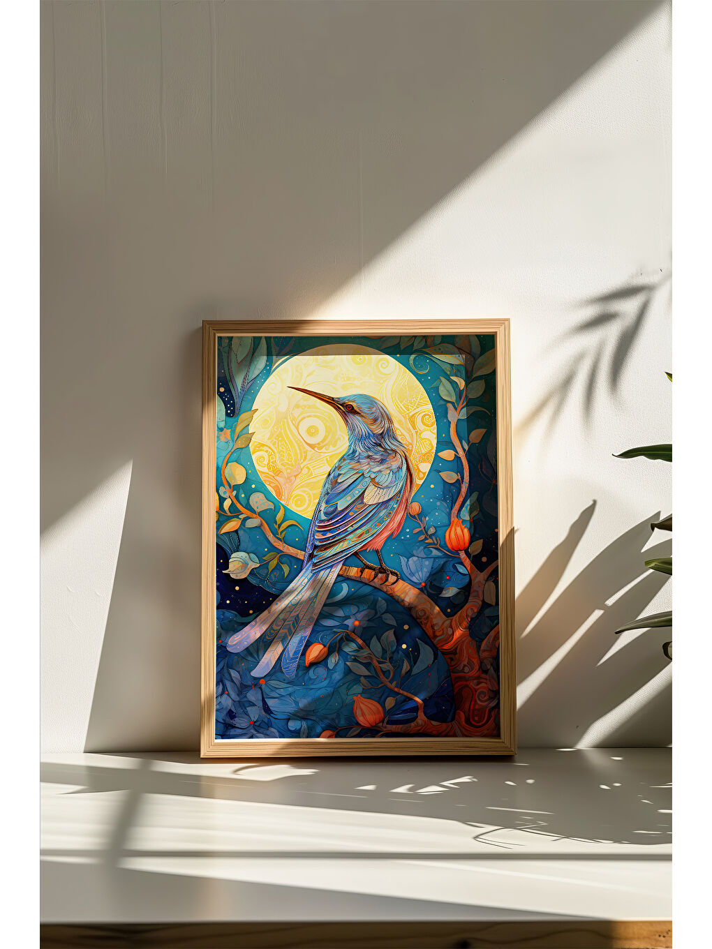 Beyaz Tek Parça Gerçek Ham Ahşap Çerçeveli Mosaic Temalı Tablo - Model 11 - MSCARTMDL11-5070-2