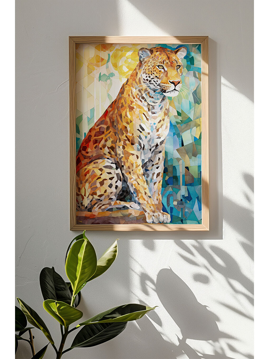 Beyaz Tek Parça Gerçek Ham Ahşap Çerçeveli Mosaic Temalı Tablo - Model 28 - MSCARTMDL28-3348