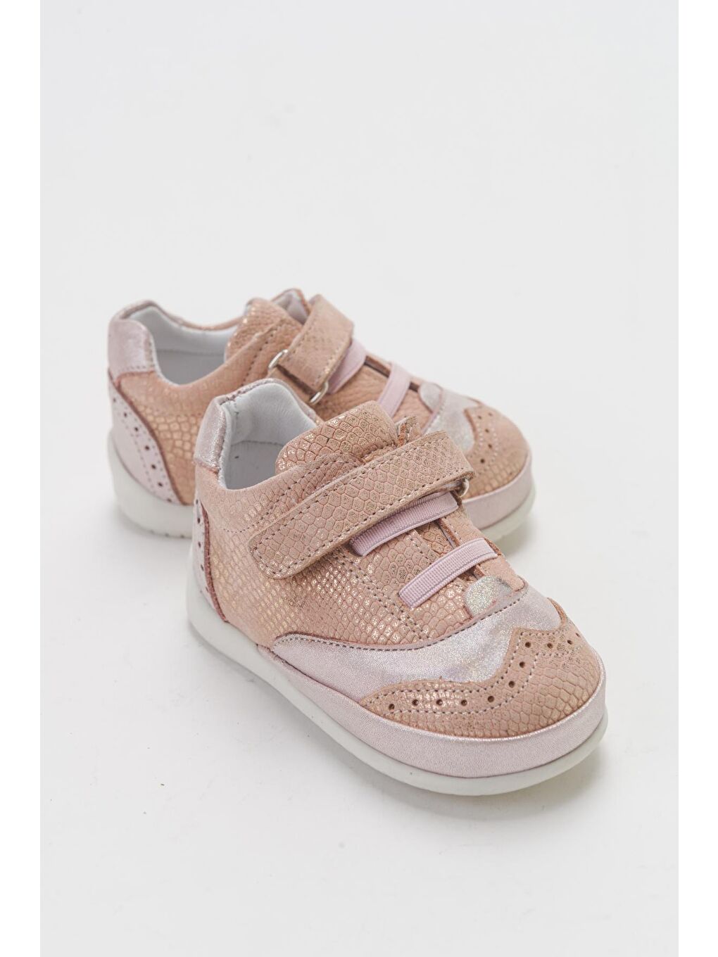 Pembe Kız Çocuk Pudra Hakiki Deri İlk Adım Günlük Ayakkabı-1