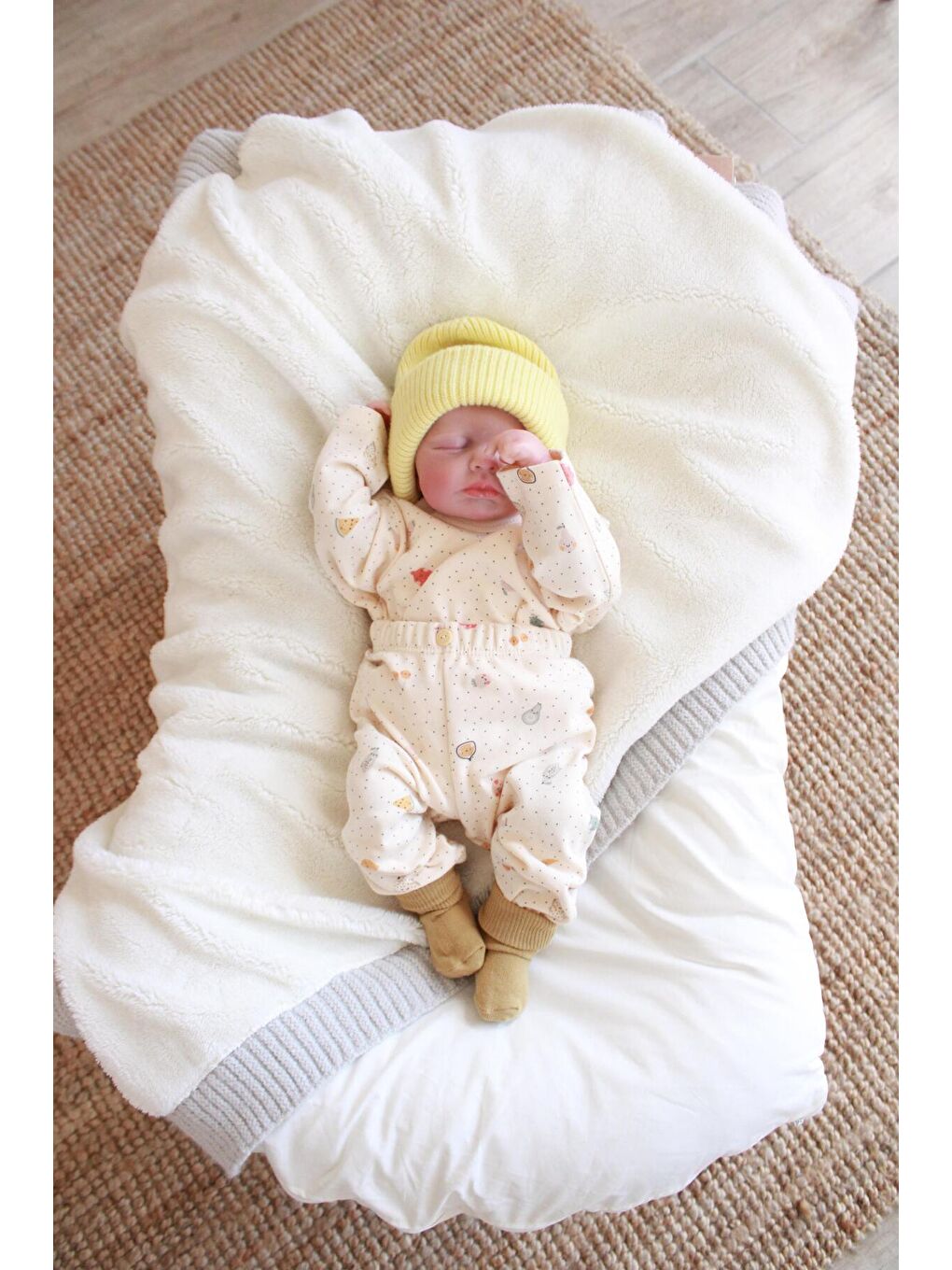 Ekru Meyve Baskılı Bebek Alt Üst Takım-4