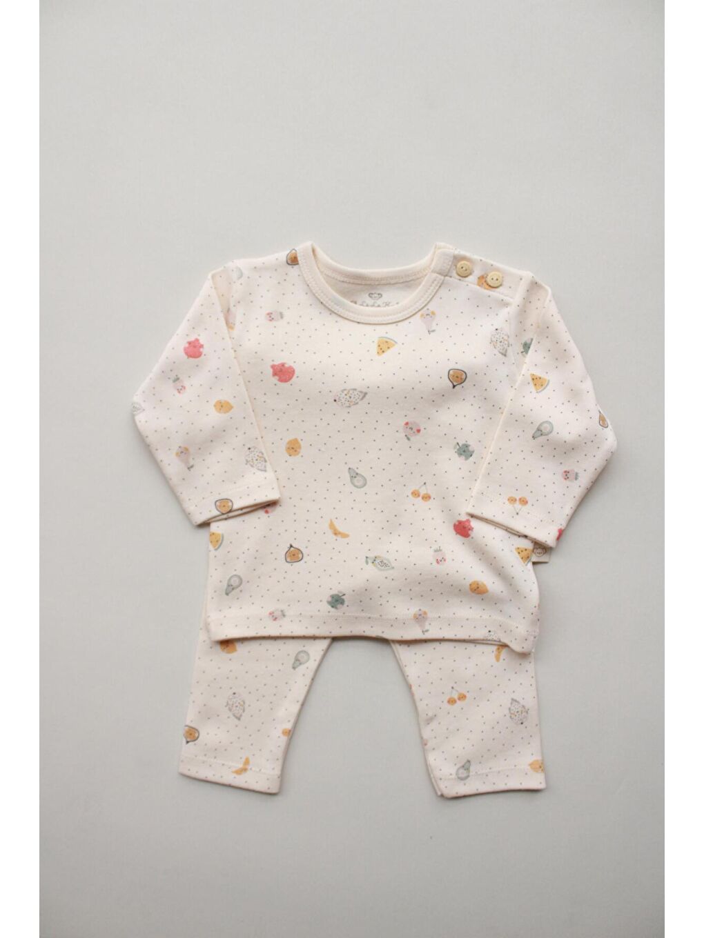 Ekru Meyve Baskılı Bebek Alt Üst Takım-5