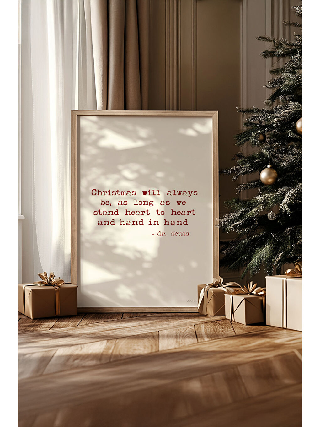 Beyaz Tek Parça Gerçek Ham Ahşap Çerçeveli Yılbaşı(New Year) Temalı Tablo - Model 41 - NWYEARSNGMDL41-5070