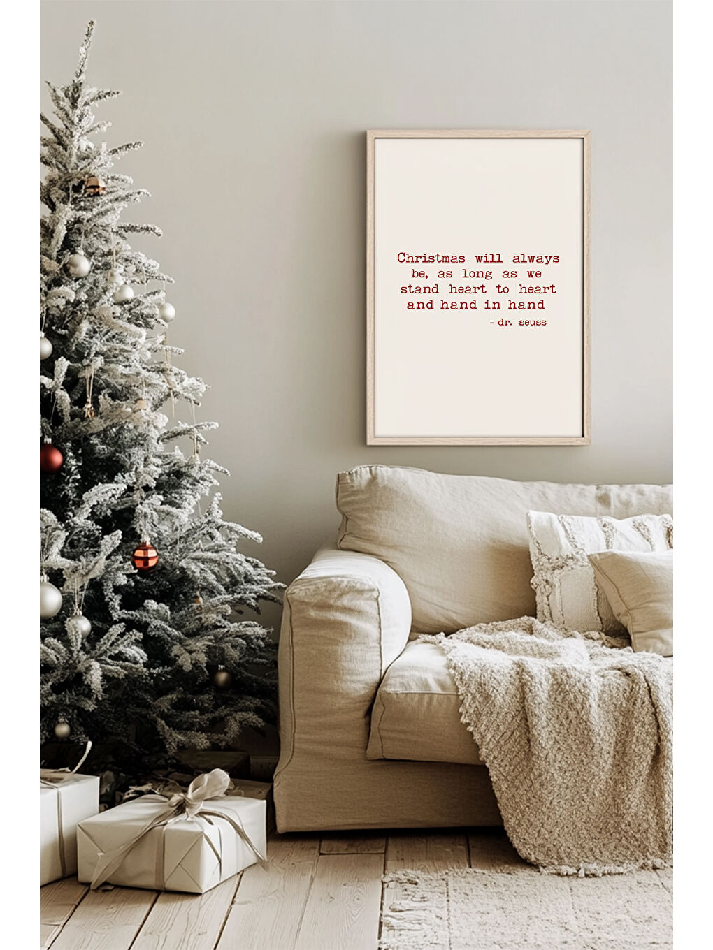 Beyaz Tek Parça Gerçek Ham Ahşap Çerçeveli Yılbaşı(New Year) Temalı Tablo - Model 41 - NWYEARSNGMDL41-5070-1