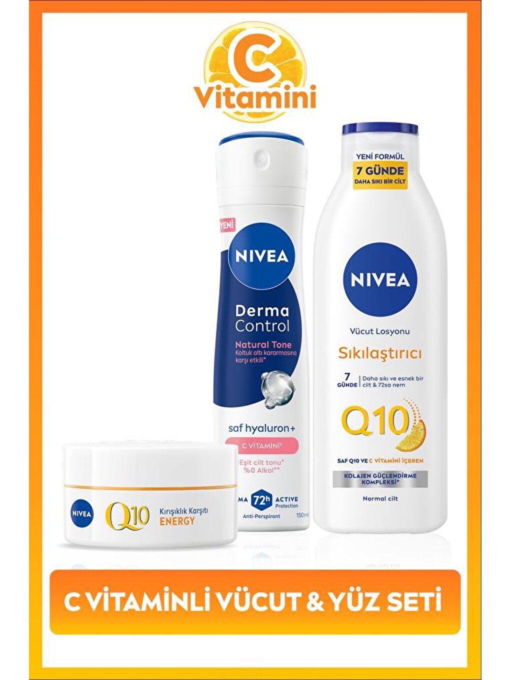 Kadın Sprey Deodorant Derma Control Natural Tone 150ml,q10 Sıkılaştırıcı Losyon400ml Ve Gündüz Kremi