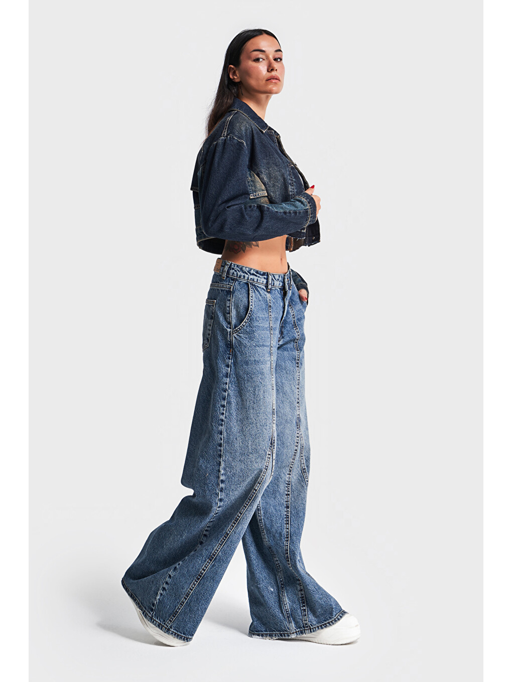 Mavi Palazzo Fit Tasarım Denim Jean-1