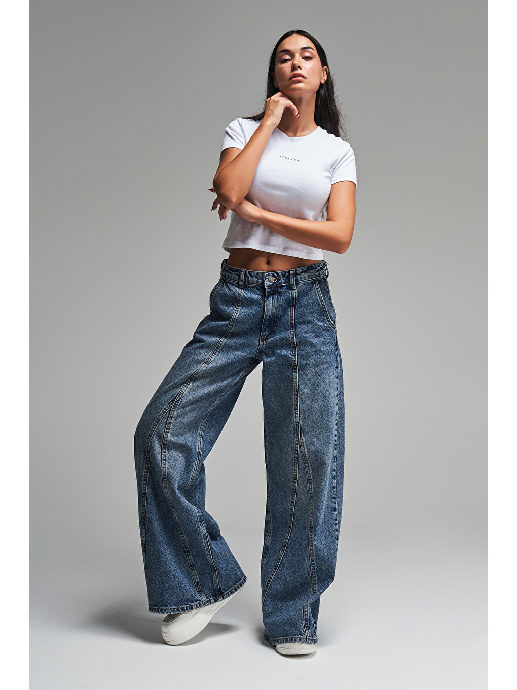 Mavi Palazzo Fit Tasarım Denim Jean-2