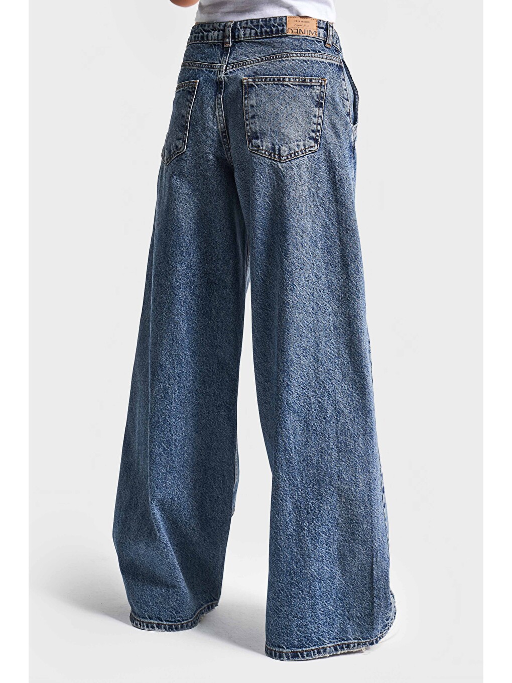 Mavi Palazzo Fit Tasarım Denim Jean-4
