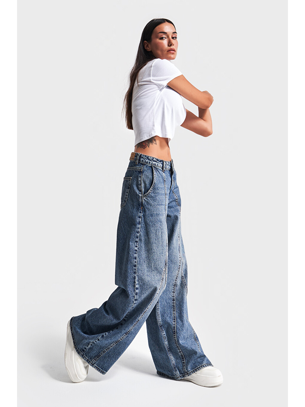 Mavi Palazzo Fit Tasarım Denim Jean-6