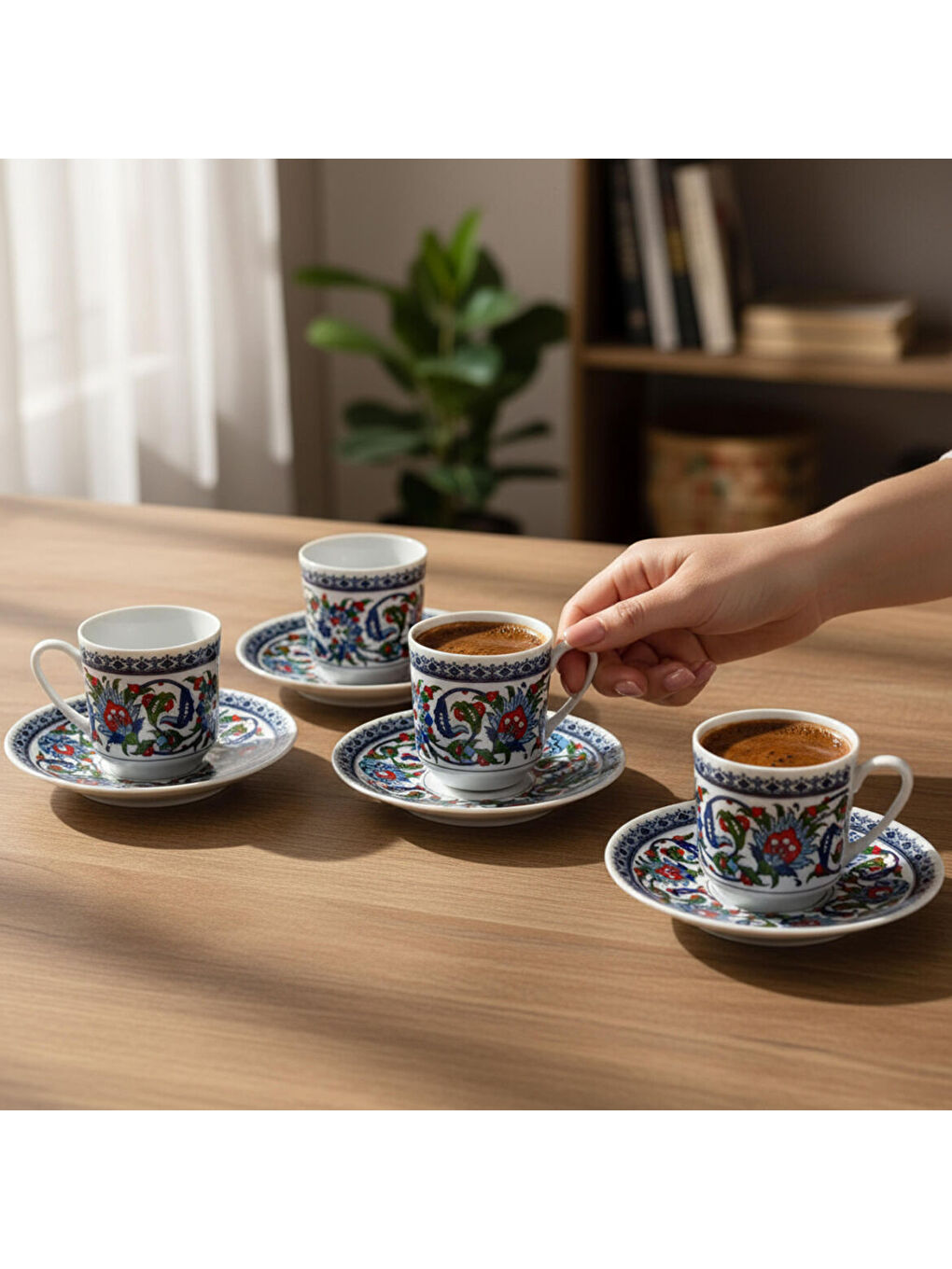 Ekru Gözde Double 4 Kişilik Kahve Fincan Takımı 60932-1