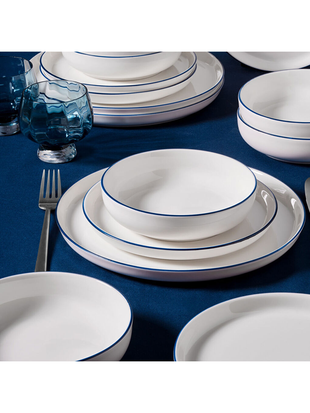 Ekru Bilbao 12 Parça 4 Kişilik Yemek Takımı Lacivert File-2