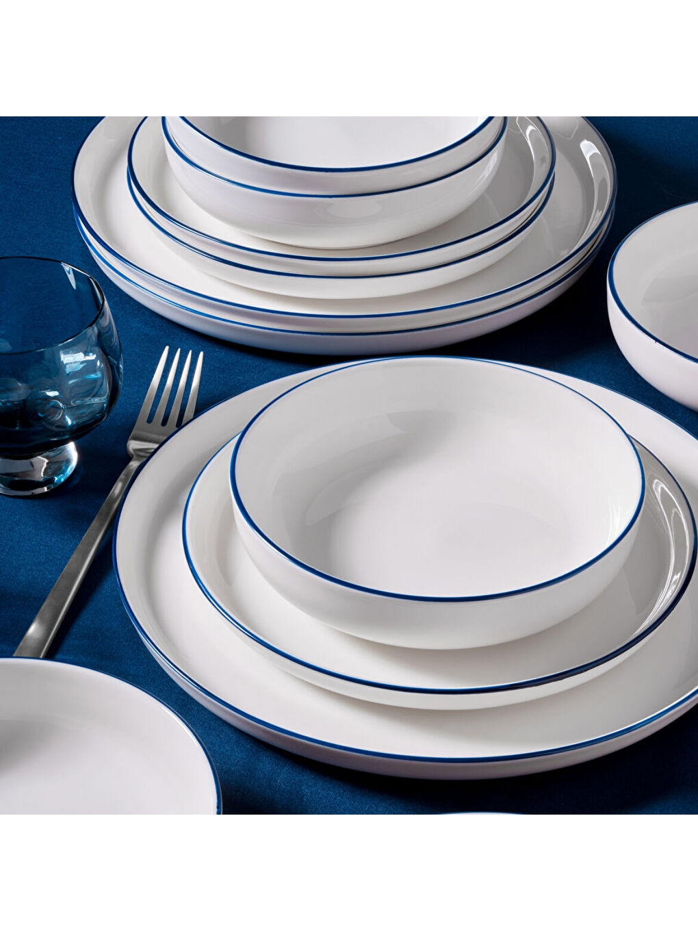 Ekru Bilbao 12 Parça 4 Kişilik Yemek Takımı Lacivert File-3