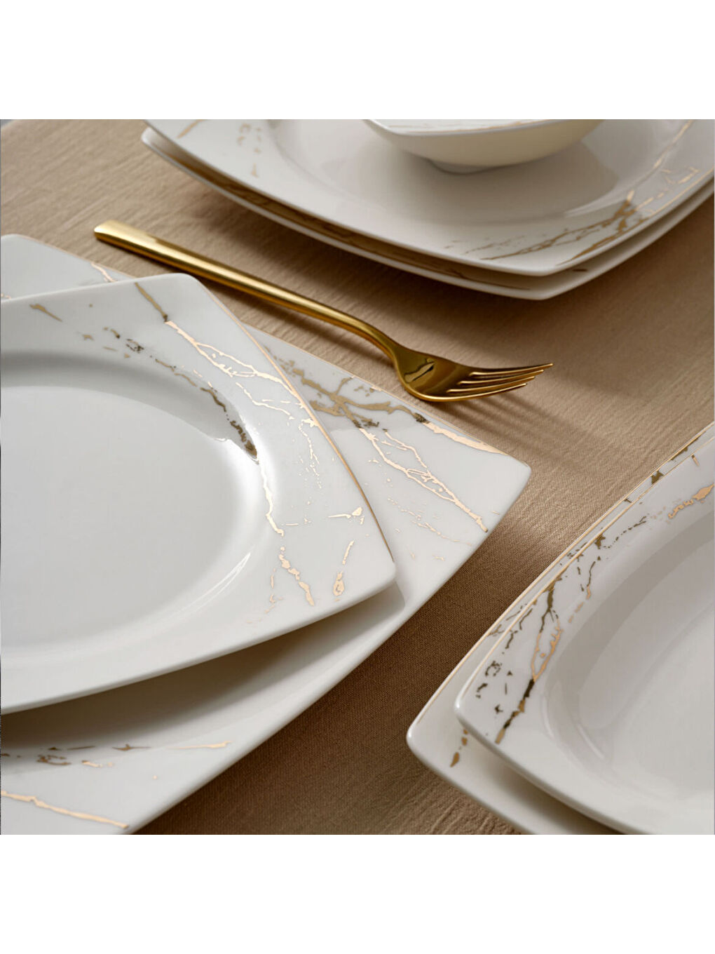 Ekru Caroline 54 Parça 12 Kişilik Yemek Takımı 6685-2