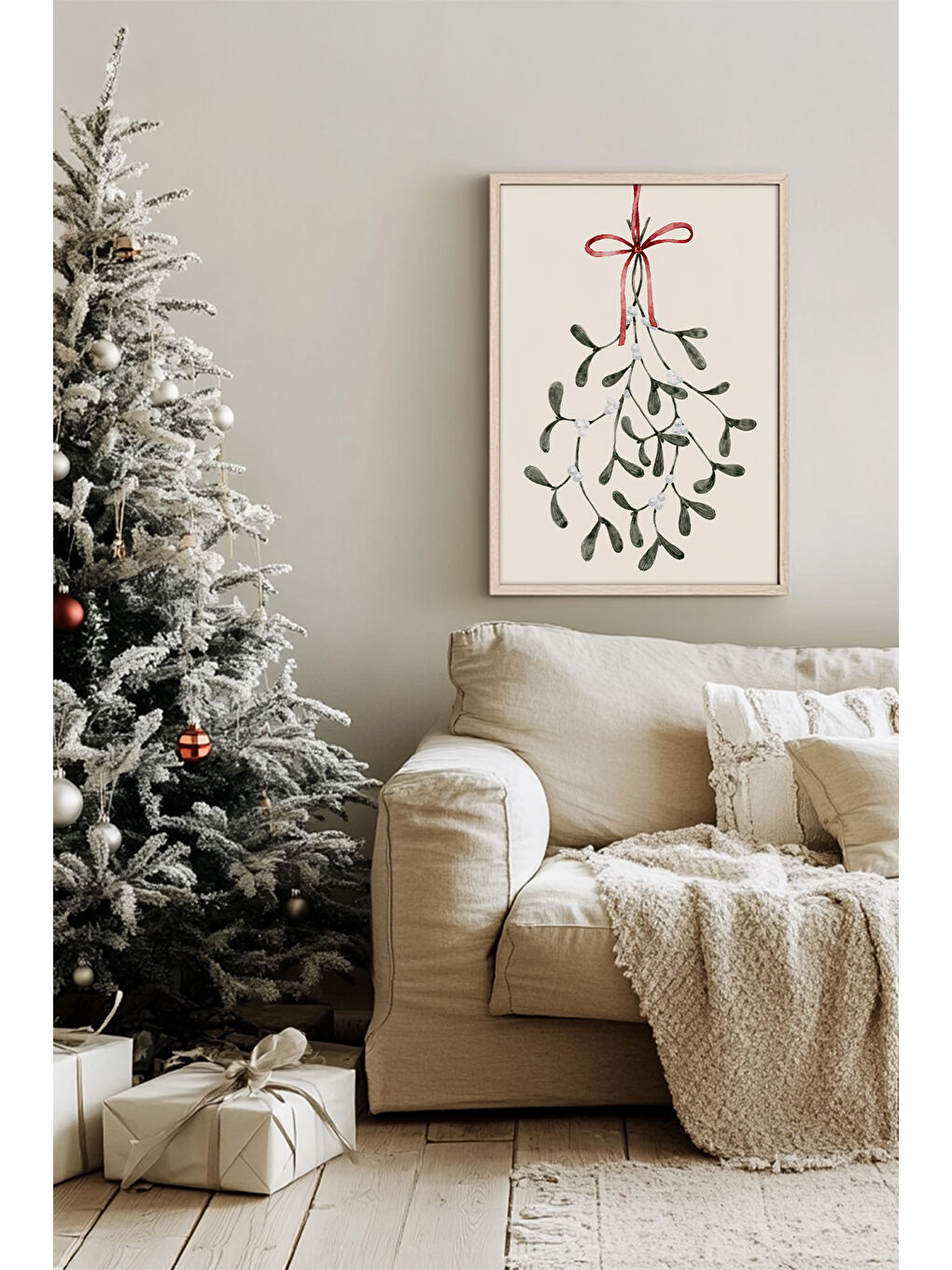 Beyaz Tek Parça Gerçek Ham Ahşap Çerçeveli Yılbaşı(New Year) Temalı Tablo - Model 68 - NWYEARSNGMDL68-3348-1