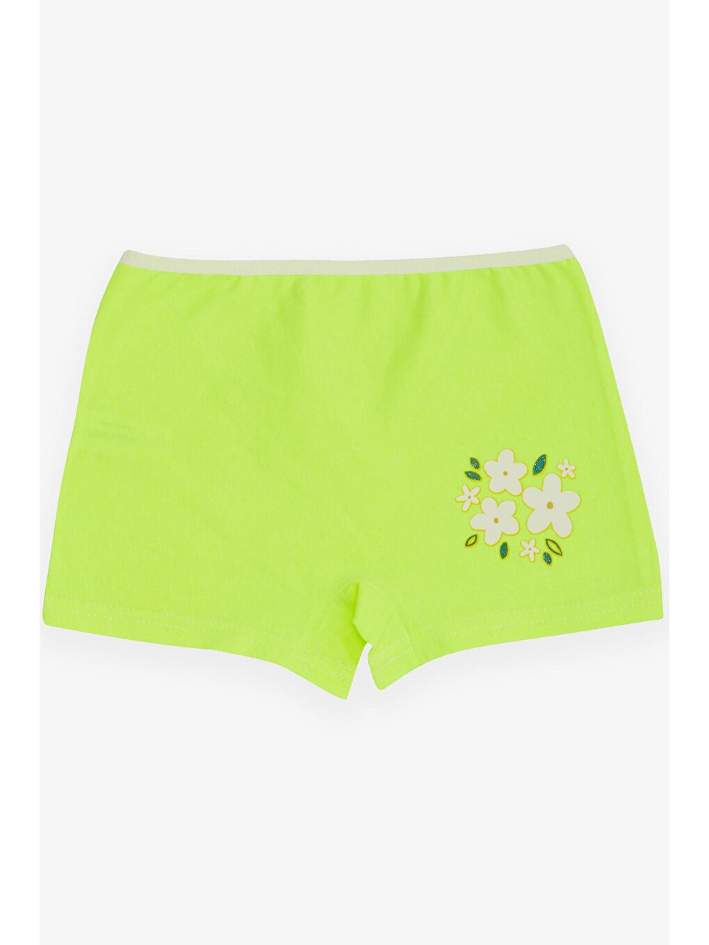 Kız Çocuk Boxer Çiçek Baskılı Neon Yeşil (7 Yaş)
