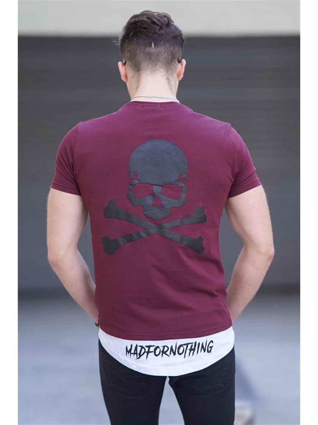 Bordo Baskılı Erkek Tişört 4597-1