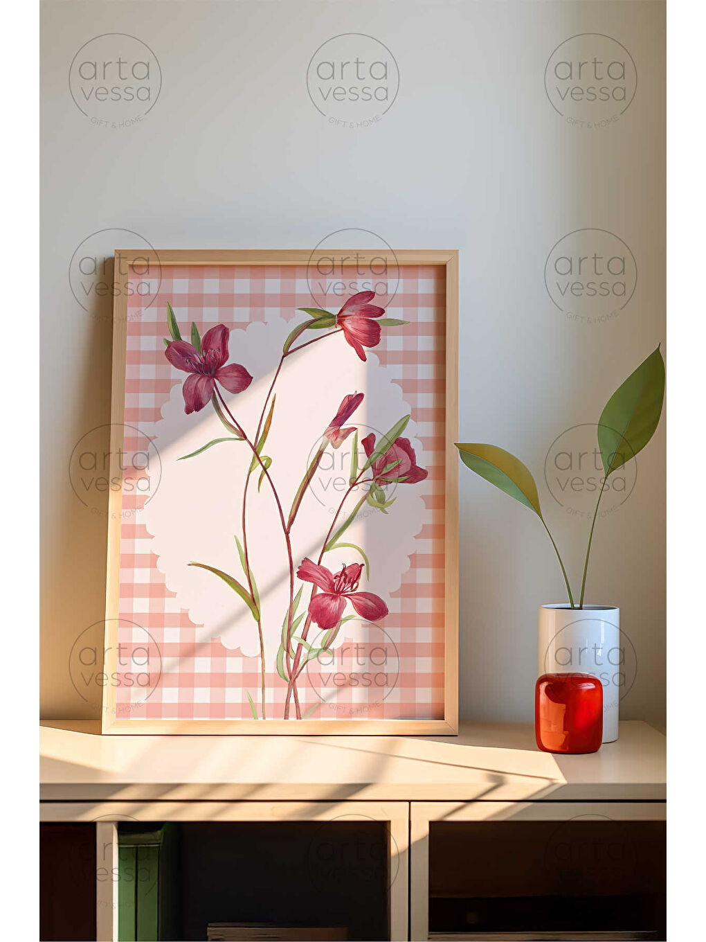 Beyaz Tek Parça Ham Renk Gerçek Ahşap Çerçeveli Tablo - TEKARTCRVMDF-38 - TEKARTCRVMDF38-3348