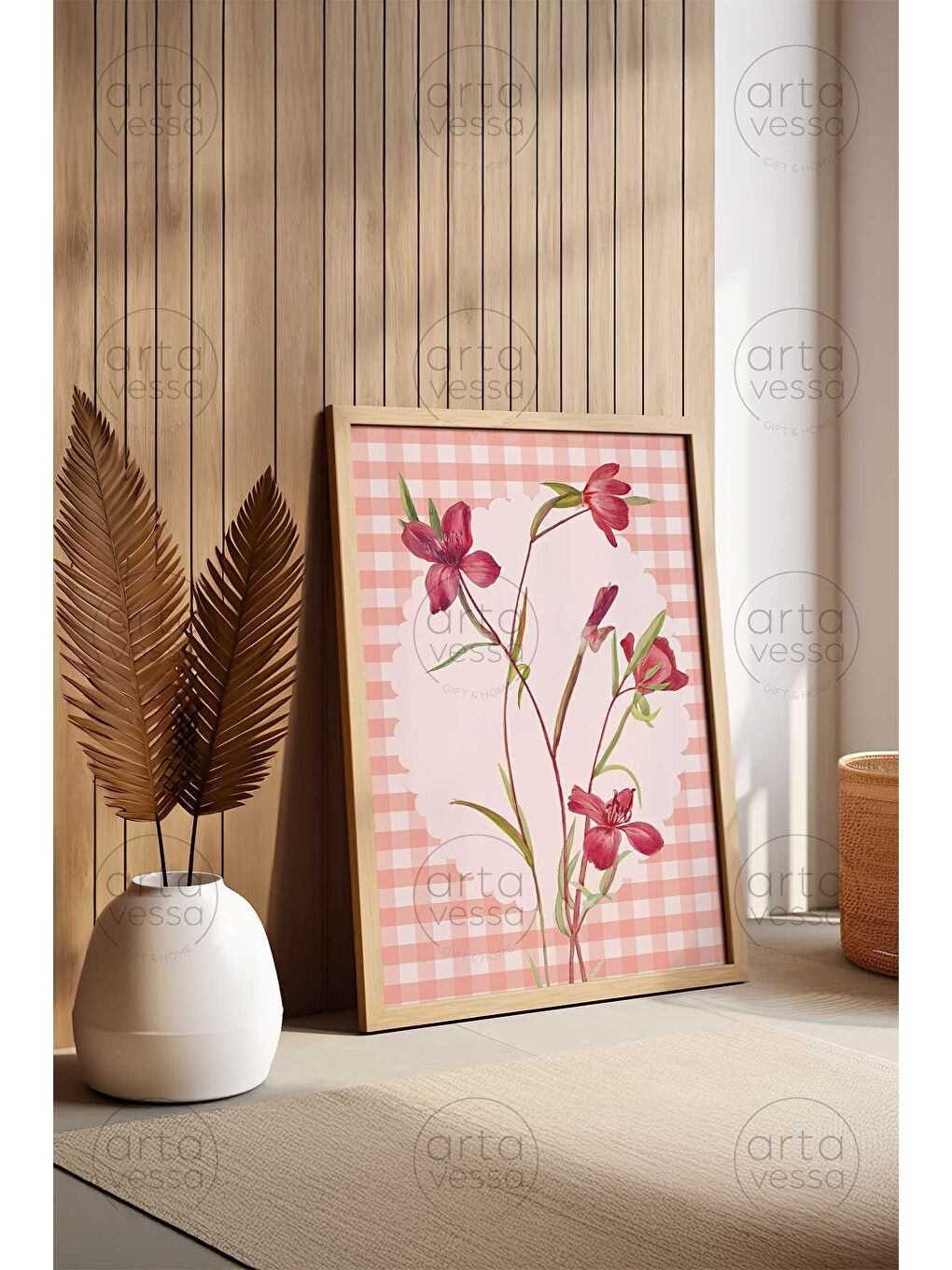 Beyaz Tek Parça Ham Renk Gerçek Ahşap Çerçeveli Tablo - TEKARTCRVMDF-38 - TEKARTCRVMDF38-3348-1