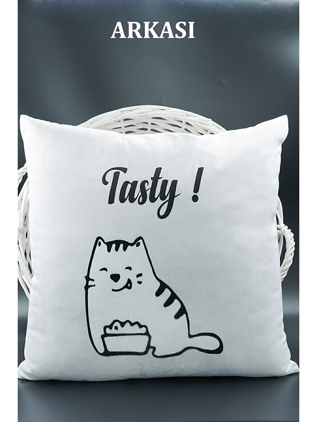 Beyaz Sonsuz Sembollü Kırlent Kılıfı Kadife 43x43 Cm Çift Taraflı Sonsuzluk Kedi Desenli Evlilik Teklifi-1