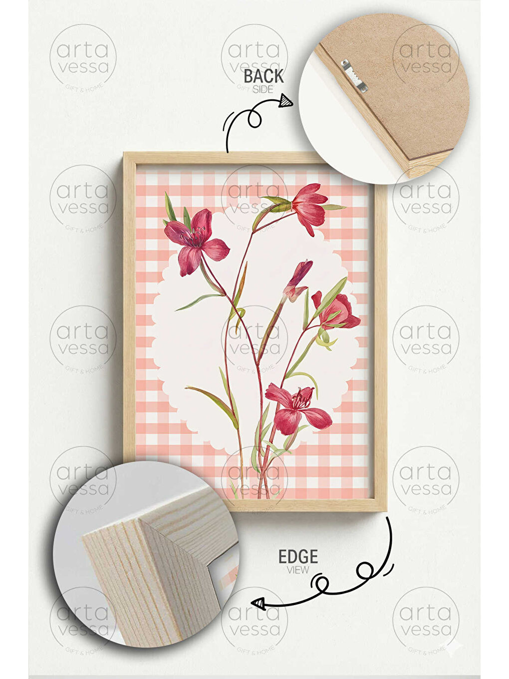 Beyaz Tek Parça Ham Renk Gerçek Ahşap Çerçeveli Tablo - TEKARTCRVMDF-38 - TEKARTCRVMDF38-3348-3