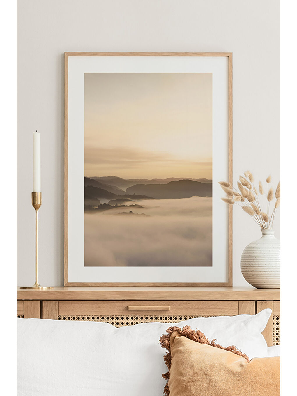 Beyaz Tek Parça Ahşap Çerçeveli Poster Tablo - TEKHAMCERCEVE124
