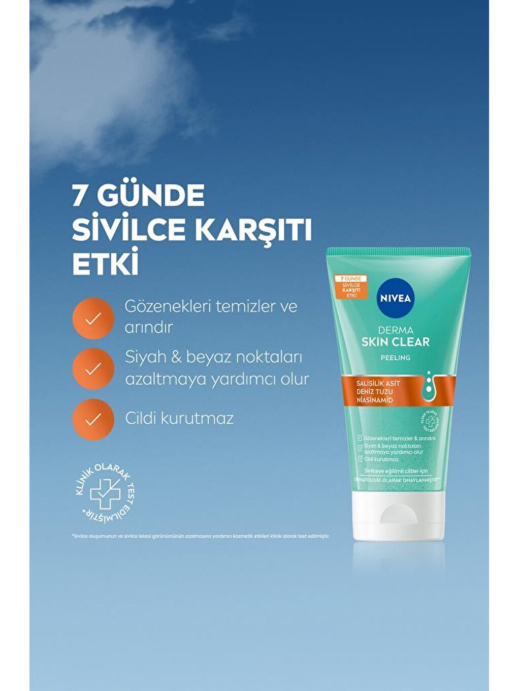 NIVEA Derma Skin Clear Sivilce Karşıtı Yüz Temizleyici Peeling 150 ml, Niasinamid, Salisilik Asit (Bha) - 1